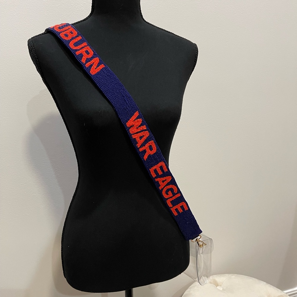 44” crossbody Auburn War Eagle seed bead purse strap only